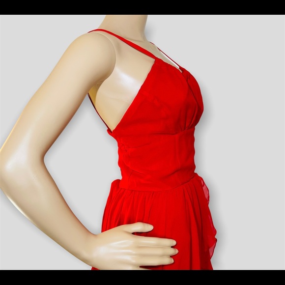 COPY - Sexy Red Party Irregular Ruffle High Waist Vestidos Dress New - Picture 4 of 11